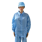Tuta ESD senza pelucchi in poliestere a righe blu da 5 mm per abbigliamento da lavoro industriale