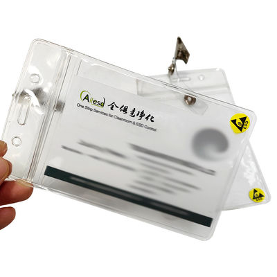 Portatore di carta di identità in plastica trasparente, impermeabile, ESD, antistatico, portatore di cartone, custodia di distintivo con clip