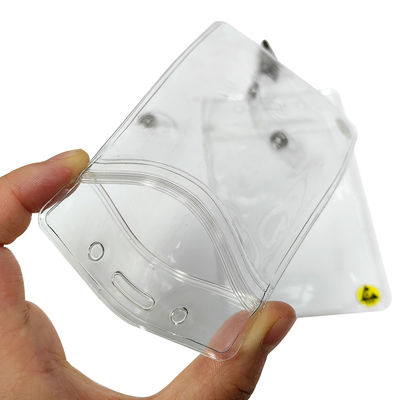 Portatore di carta di identità in plastica trasparente, impermeabile, ESD, antistatico, portatore di cartone, custodia di distintivo con clip