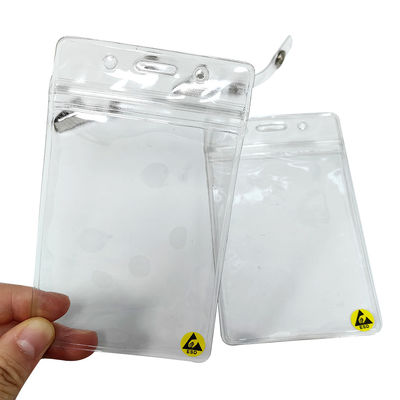 Portatore di carta di identità in plastica trasparente, impermeabile, ESD, antistatico, portatore di cartone, custodia di distintivo con clip
