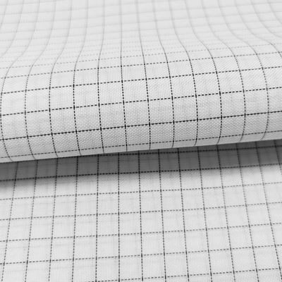 Bianco 7MM Griglia 65% Poliestere+32% Cotone+2% Fibra di carbonio T/C ESD Tessuto antistatico per abbigliamento per la stanza pulita