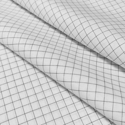 Bianco 7MM Griglia 65% Poliestere+32% Cotone+2% Fibra di carbonio T/C ESD Tessuto antistatico per abbigliamento per la stanza pulita