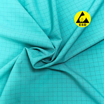 Tessuto a griglia di 7 mm antistatico ESD 98% poliestere + 2% tessuto a carbonio conduttivo per abbigliamento ESD