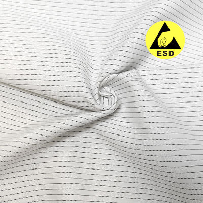 5 mm Stripe 65%Polyester 34%Vicose 1%Fibra di carbonio Tessuto antistatico Sala pulita Tessuto ESD Tessuto antistatico