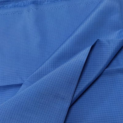 Blu 65% poliestere 32% cotone 2% fibra di carbonio tessuto ESD nero 4 mm rete filo conduttivo rosso tessuto TC antistatico