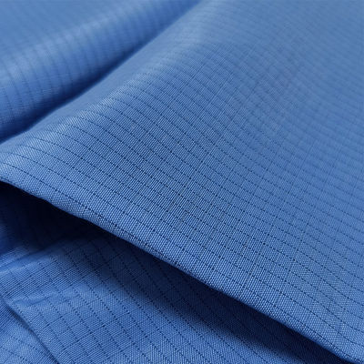Blu 65% poliestere 32% cotone 2% fibra di carbonio tessuto ESD nero 4 mm rete filo conduttivo rosso tessuto TC antistatico