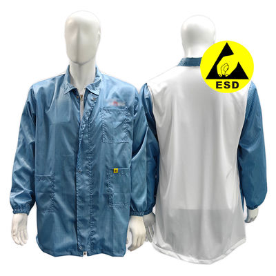 Cappotto anti-statico ESD con lucchetta di chiusura con maglia bianca sul retro
