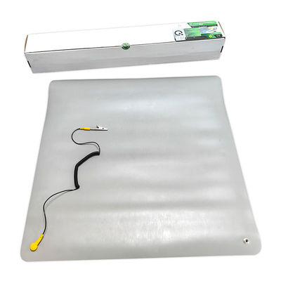 Matto antistatico in PVC grigio con pulsante per l'area antistatica