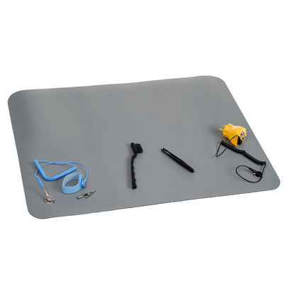 Matto antistatico in PVC grigio con pulsante per l'area antistatica