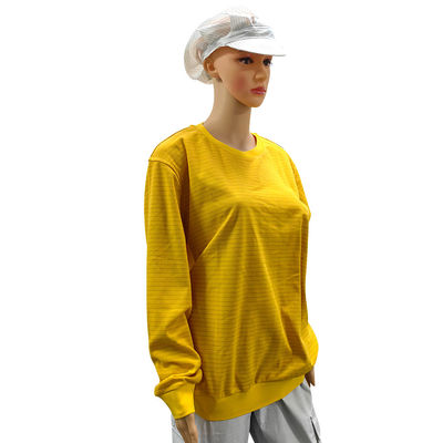 Giallo 5 mm Stripe 99% cotone + 1% fibra di carbonio ESD Anti-statico Camicia a manica lunga per laboratorio