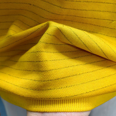 Giallo 5 mm Stripe 99% cotone + 1% fibra di carbonio ESD Anti-statico Camicia a manica lunga per laboratorio